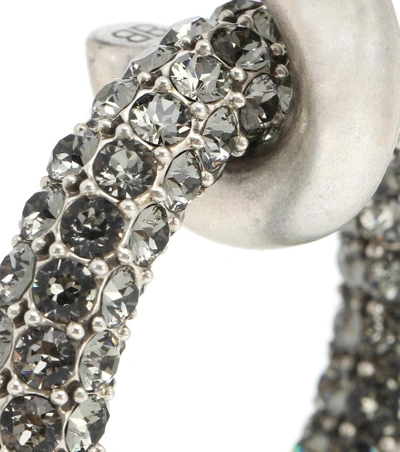 Shop Balenciaga Crystal-embellished Hoop Earrings In Silver