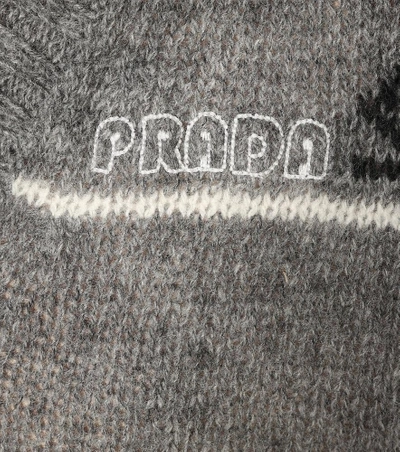 Shop Prada Virgin Wool Knit Dress In Grey