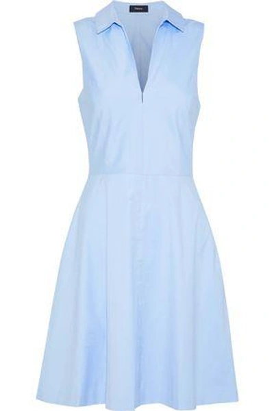 Shop Theory Woman Stretch-cotton Poplin Dress Sky Blue