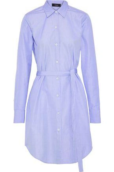 Shop Theory Woman Crowley Belted Cotton-poplin Shirt Dress Lavender