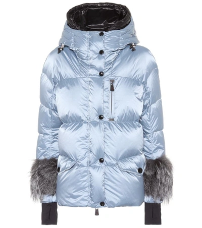 Moncler Grenoble Limides Fur-trimmed Down Ski Jacket In Blue