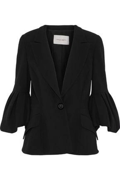 Shop Carolina Herrera Woman Wool And Cotton-blend Blazer Black