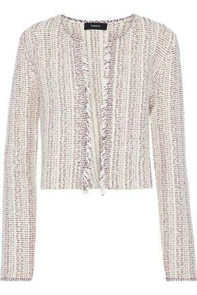 Shop Theory Woman Galinne Frayed Bouclé-tweed Jacket Off-white