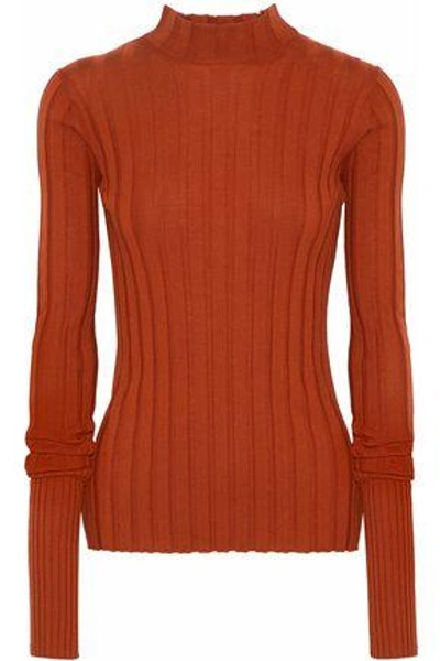 Shop Theory Woman Ribbed Merino Wool Sweater Orange