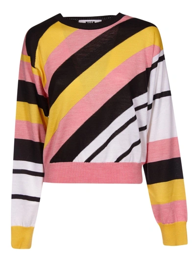 Shop Msgm Diagonal Striped Sweater In Multicolor