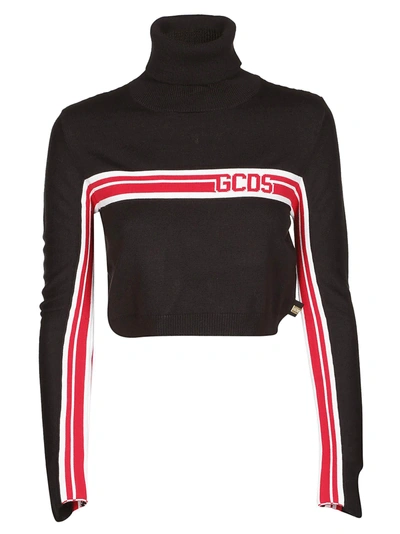 Shop Gcds Logo Cropped Sweater In Black