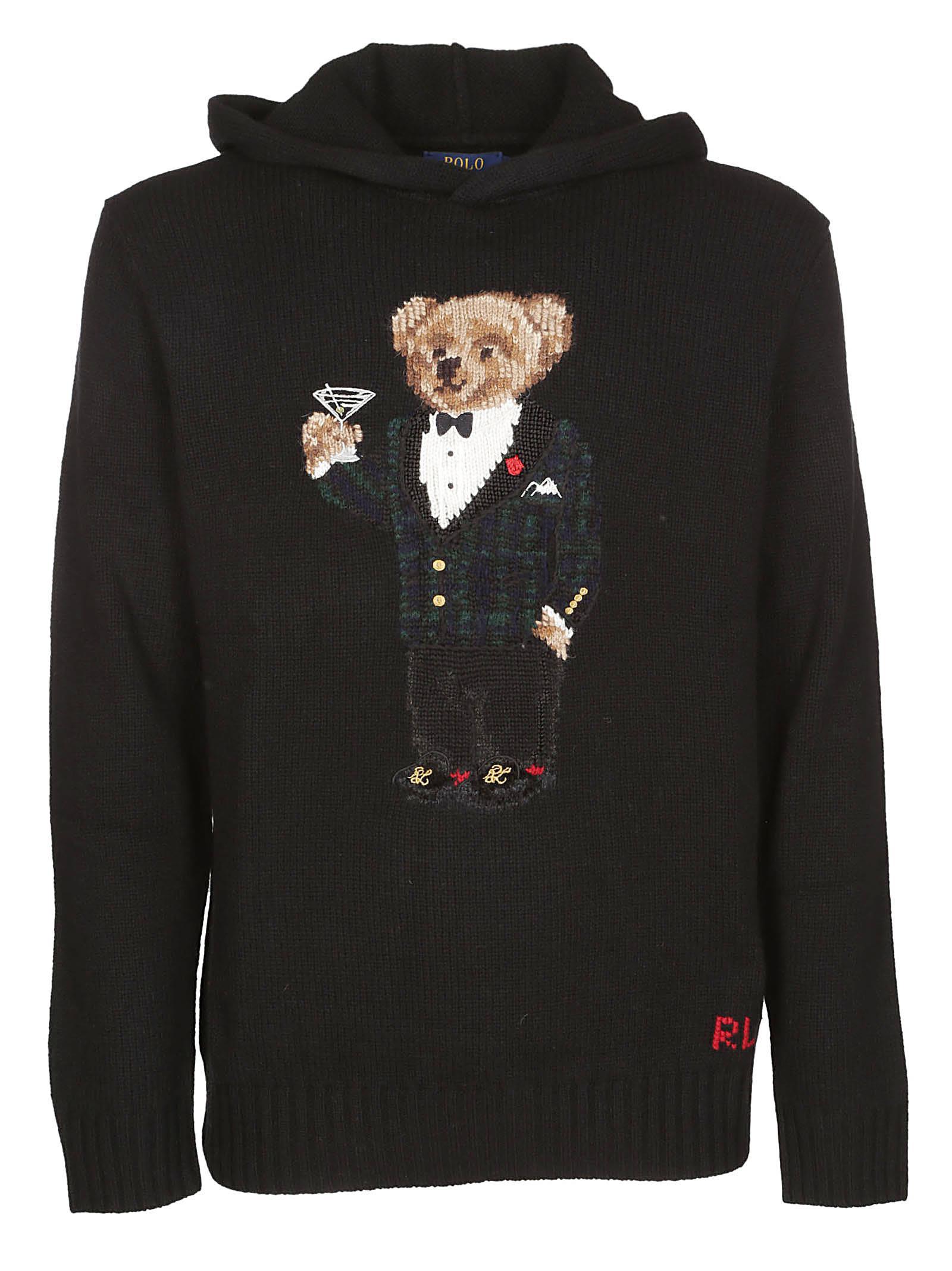 Polo Ralph Lauren Martini Bear Hoodie In Black | ModeSens