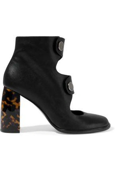 Shop Stella Mccartney Cutout Faux Leather Ankle Boots In Black