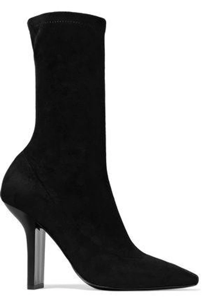 Shop Stella Mccartney Woman Faux Suede Ankle Boots Black