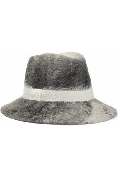 Shop Eugenia Kim Bianca Brushed Woven-trimmed Wool-felt Fedora In Stone