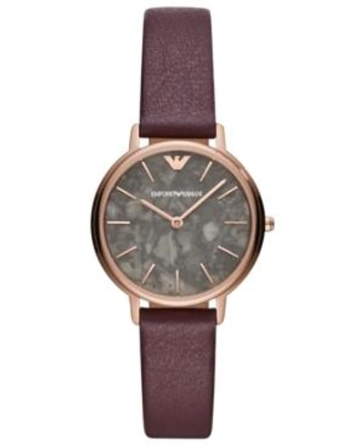 Shop Emporio Armani Women's Purple Leather Strap Watch 32mm