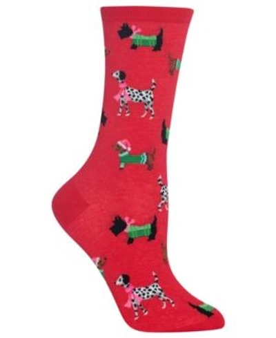 Shop Hot Sox Women's Cozy Dogs Crew Socks In Red