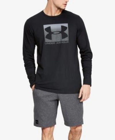 Shop Under Armour Men's Charged Cotton Long-sleeve Logo T-shirt In Black