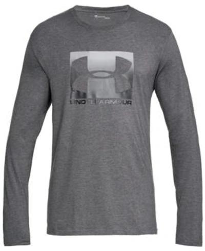 Shop Under Armour Men's Charged Cotton Long-sleeve Logo T-shirt In Charcoal