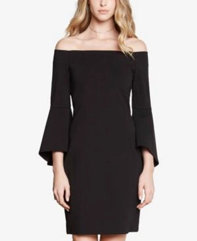 Shop Karen Kane Off-the-shoulder Bell-sleeve Dress In Black