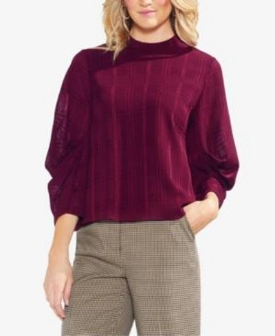 Shop Vince Camuto Draped Tonal-plaid Top In Manor Red