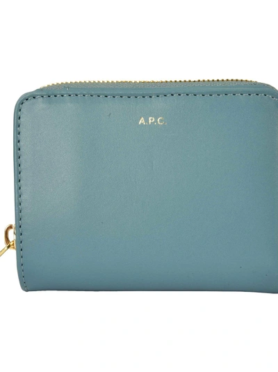 Shop Apc A.p.c. Compact Zip Wallet In Iaa Bleu