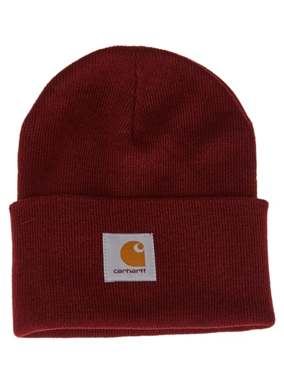 Carhartt Logo Patch Beanie In Mulberry | ModeSens