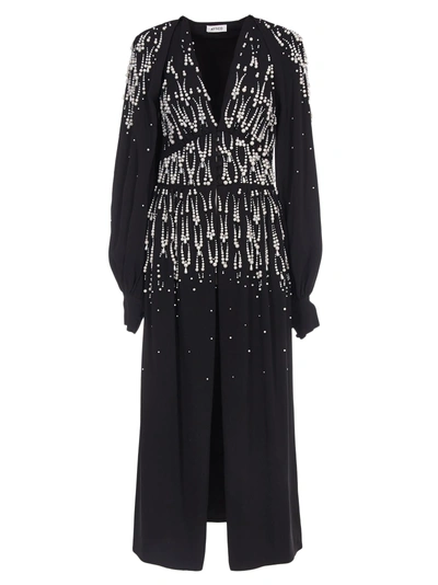 Shop Attico Beaded Dress In Black
