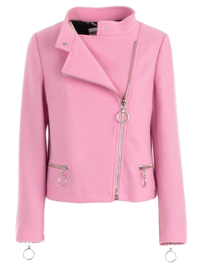 Shop Moschino Latteral Biker Jacket In Pink