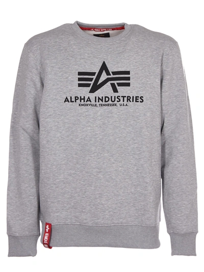 Shop Alpha Industries Printed Logo Sweatshirt In Grey