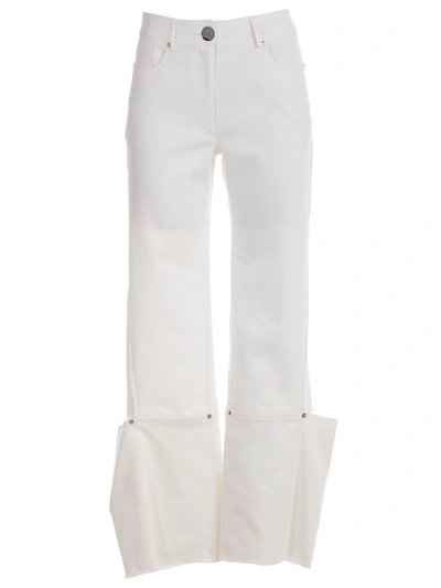 Shop Eudon Choi Cuff Detail Trousers In White