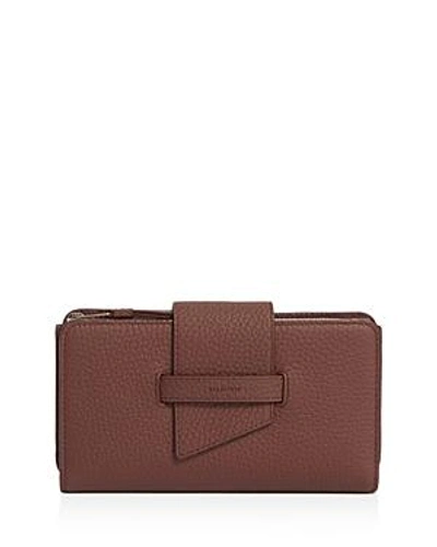 Shop Allsaints Ray Leather Wallet In Port Burgundy/silver