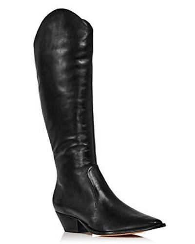 Shop Schutz Women's Fantinne Pointed Toe Leather Western Boots In Black