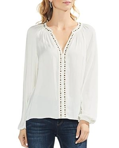 Shop Vince Camuto Studded-trim Top In Antique White