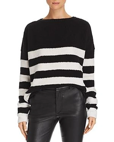 Shop Atm Anthony Thomas Melillo Striped Chenille Sweater In Black/chalk