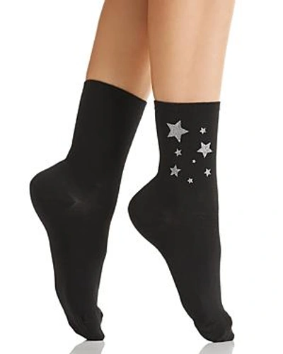 Shop Hue Metallic Star Shortie Socks In Black