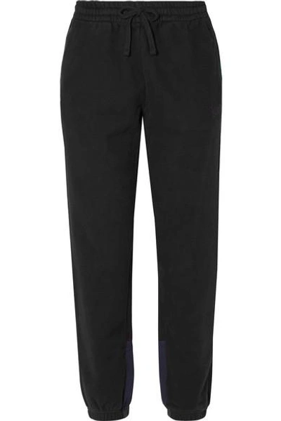 Shop Kith Cleo Flannel-trimmed Cotton-jersey Track Pants In Black