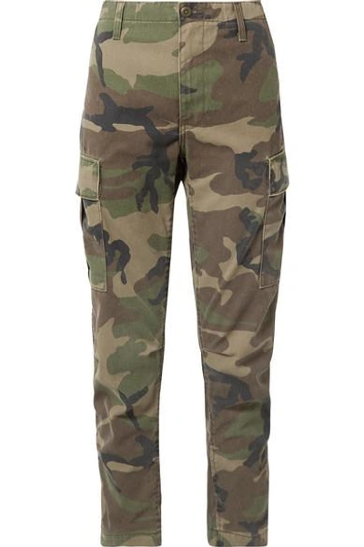 Shop Re/done Camouflage-print Canvas Tapered Pants In Green