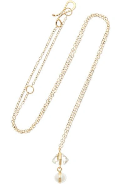 Shop Melissa Joy Manning 14-karat Gold, Herkimer Diamond And Pearl Necklace