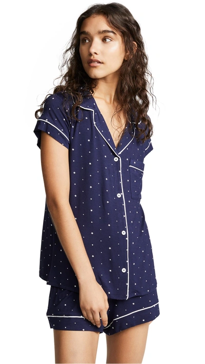 Shop Eberjey Sleep Chic Short Pj Set In Northern Stars/ivory