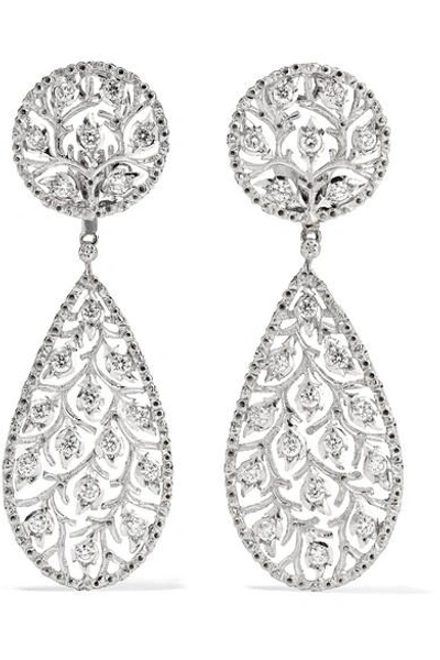 Shop Buccellati Ramage 18-karat White Gold Diamond Earrings