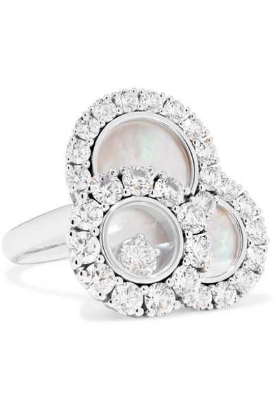 Shop Chopard Happy Dreams 18-karat White Gold, Diamond And Mother-of-pearl Ring