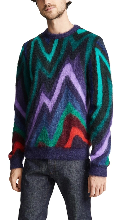 Shop Paul Smith Blue Kid Mohair Sweater