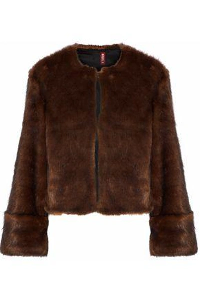 Shop Staud Woman Juliette Faux Fur Jacket Brown