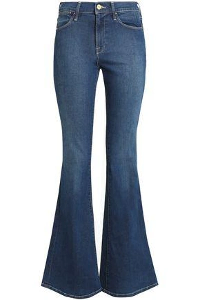 Shop Frame Woman Faded High-rise Bootcut Jeans Mid Denim
