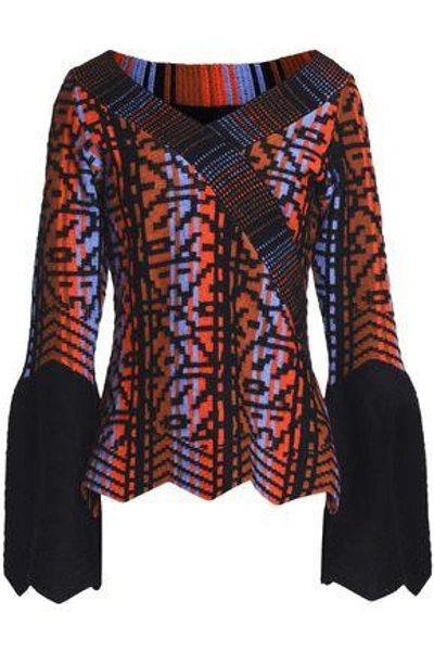 Shop Peter Pilotto Woman Wool-blend Jacquard Sweater Midnight Blue