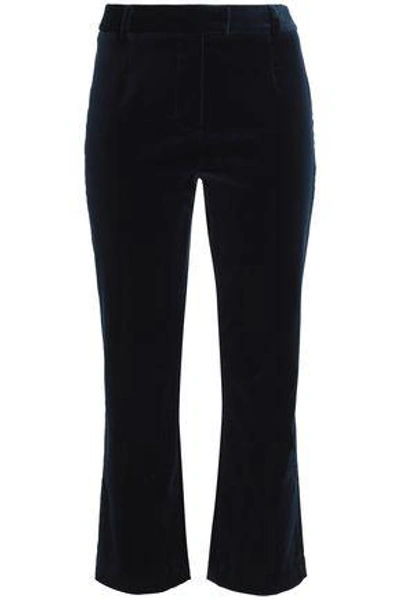 Shop Frame Woman Cotton-blend Velvet Bootcut Pants Navy