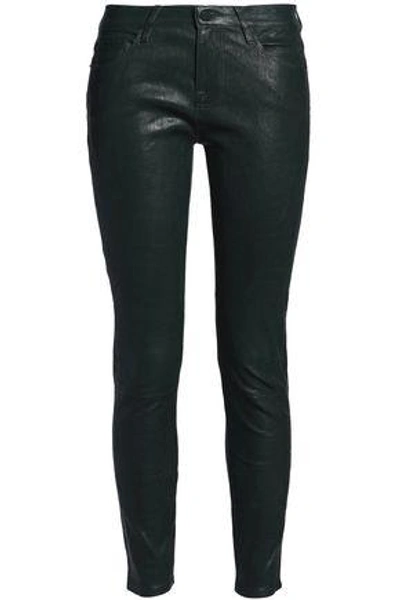 Shop Frame Woman Leather Skinny Pants Dark Green