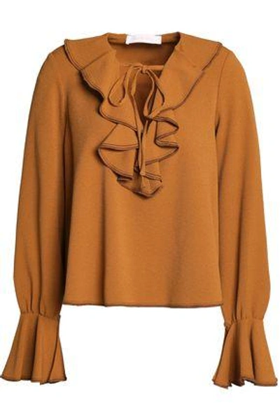 Shop See By Chloé Woman Ruffled Crepe Top Camel