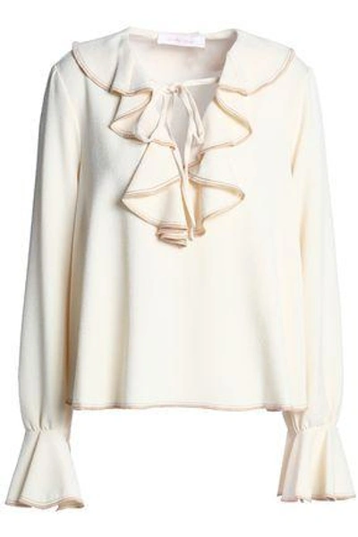 Shop See By Chloé Woman Ruffled Crepe Top Ecru