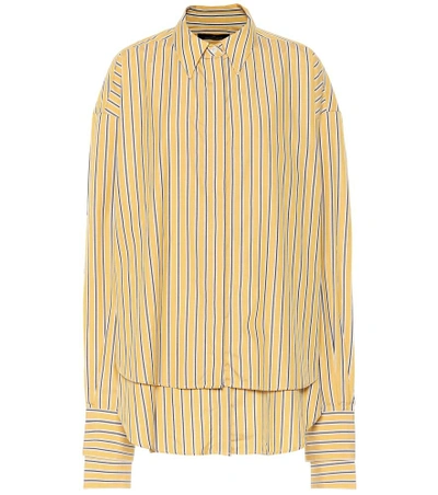 Shop Rokh Striped Cotton Shirt In Yellow