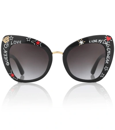 Shop Dolce & Gabbana Cat-eye Sunglasses In Black