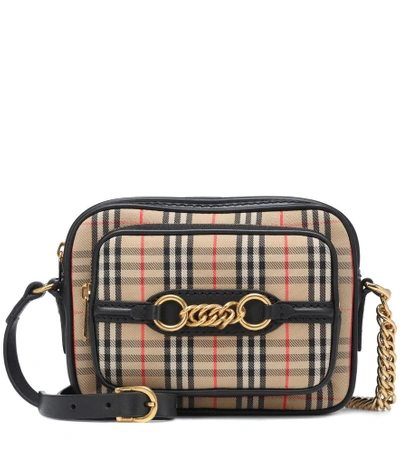 Shop Burberry The Link Checked Crossbody Bag In Beige
