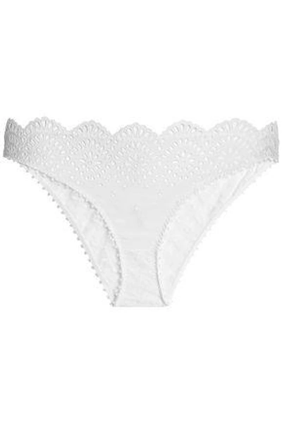 Shop Stella Mccartney Woman Rachel Broderie Anglaise And Lace Low-rise Briefs White