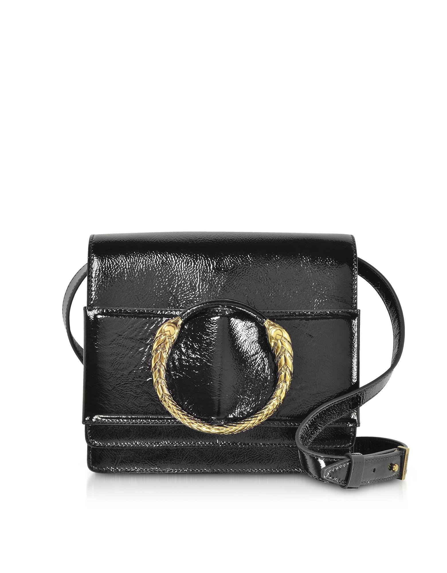 black patent leather cross body bag